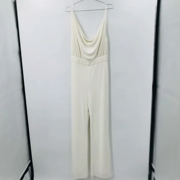 Misha Moyra Pantsuit Cowl Neck Jumpsuit Ivory Size 8 - Picture 3 of 13